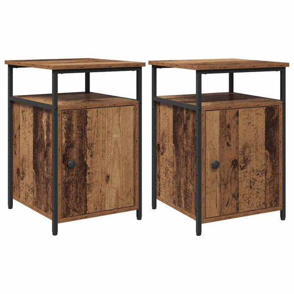 Armario de Noche 2 pcs Madera antigua Madera contrachapada M 2