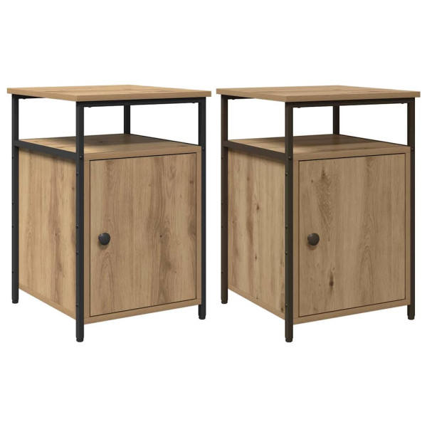 Armario de Noche 2 pcs Roble artisan Madera contrachapada M 2