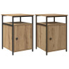 Armario de Noche 2 pcs Roble artisan Madera contrachapada 2