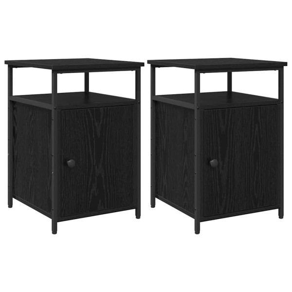 Armario de Noche 2 pcs Roble negro Madera contrachapada M 2