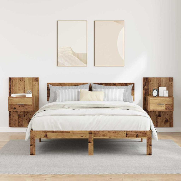 Mueble de cama con cajón 2 pcs Madera vieja 48.5 x 32.5 x 80 cm M 4