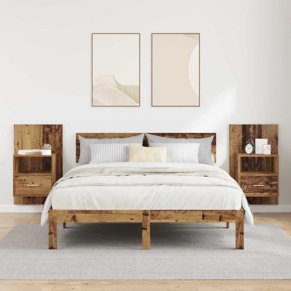 Mueble de cama con cajón 2 pcs Madera vieja 48.5 x 32.5 x 80 cm M 4