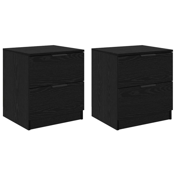 Armario de Noche con cajón 2 pcs Roble negro 45 x 39 x 50 cm M 2