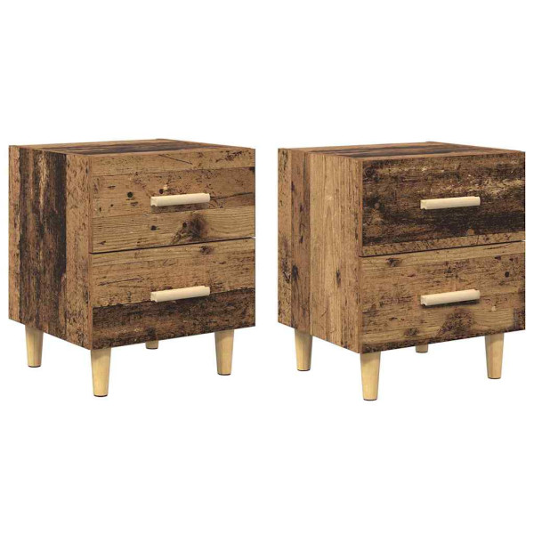Mueble de cama con cajón 2 pcs Madera vieja 40 x 35 x 47.5 cm M 2