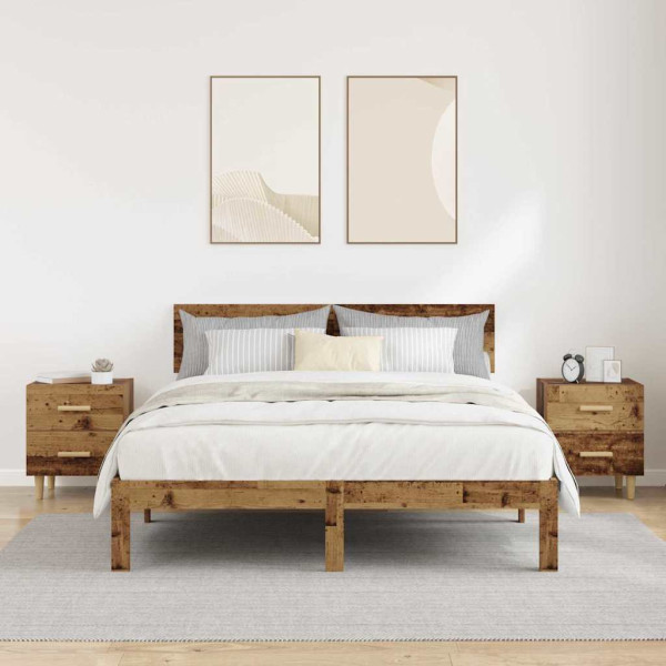 Mueble de cama con cajón 2 pcs Madera vieja 40 x 35 x 47.5 cm M 4