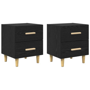 Mueble de cama con cajón 2 pcs Roble negro 40 x 35 x 47.5 cm H