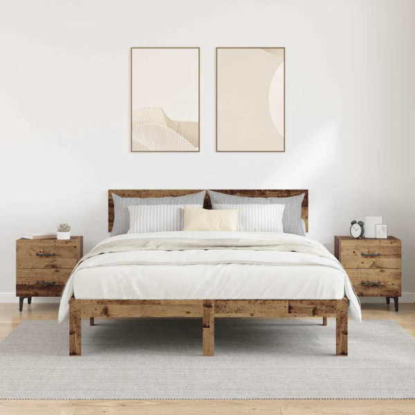 Mueble de cama con cajón 2 pcs Madera vieja 40 x 35 x 47.5 cm M 4