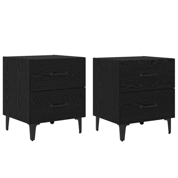 Mueble de cama con cajón 2 pcs Roble negro 40 x 35 x 47.5 cm M 2
