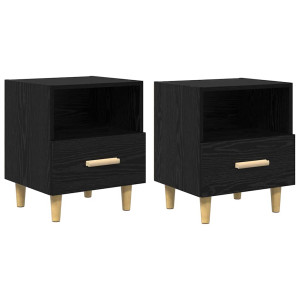 Armario de Noche con cajón 2 pcs Roble negro 40 x 35 x 47.5 cm H