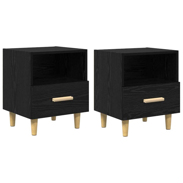Armario de Noche con cajón 2 pcs Roble negro 40 x 35 x 47.5 cm M 2