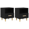 Armario de Noche con cajón 2 pcs Roble negro 40 x 35 x 47.5 cm 2
