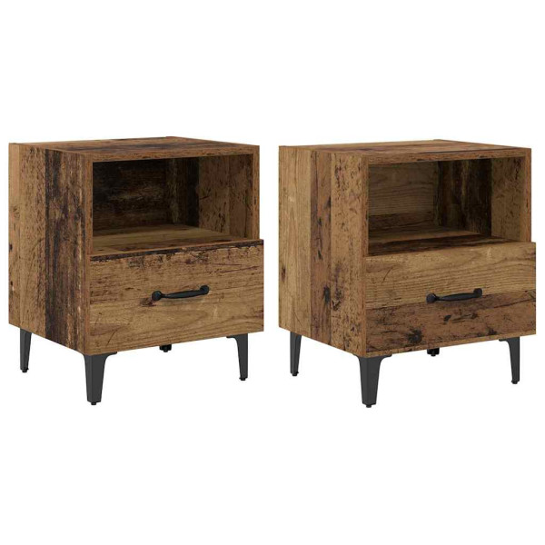 Armario de Noche con cajón 2 pcs Madera vieja 40 x 35 x 47.5 cm M 2