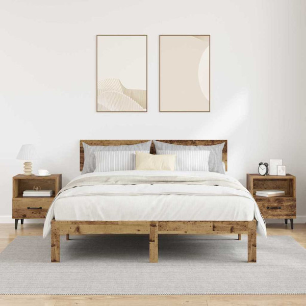 Armario de Noche con cajón 2 pcs Madera vieja 40 x 35 x 47.5 cm M 4