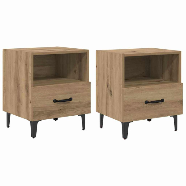 Armario de Noche 2 pcs Roble artisan 40 x 35 x 47.5 cm M 2