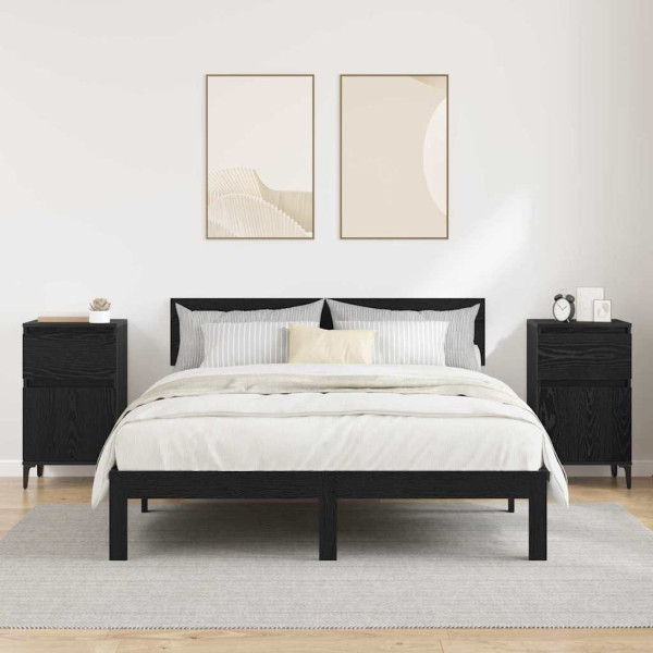 Armario de Noche con cajón 2 pcs Roble negro 40 x 35 x 70 cm M 4