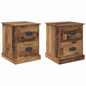 Armario de Noche con cajón 2 pcs Madera vieja 39 x 39 x 47.5 cm H