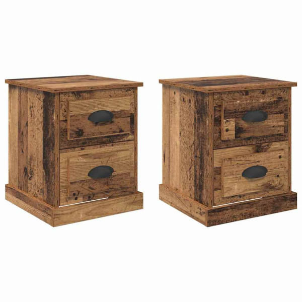 Armario de Noche con cajón 2 pcs Madera vieja 39 x 39 x 47.5 cm M 2