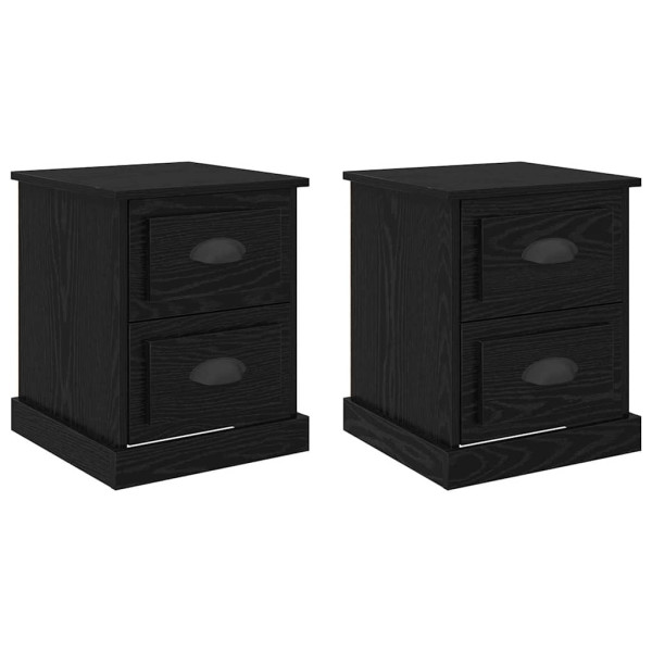 Armario de Noche con cajón 2 pcs Roble negro 39 x 39 x 47.5 cm M 2