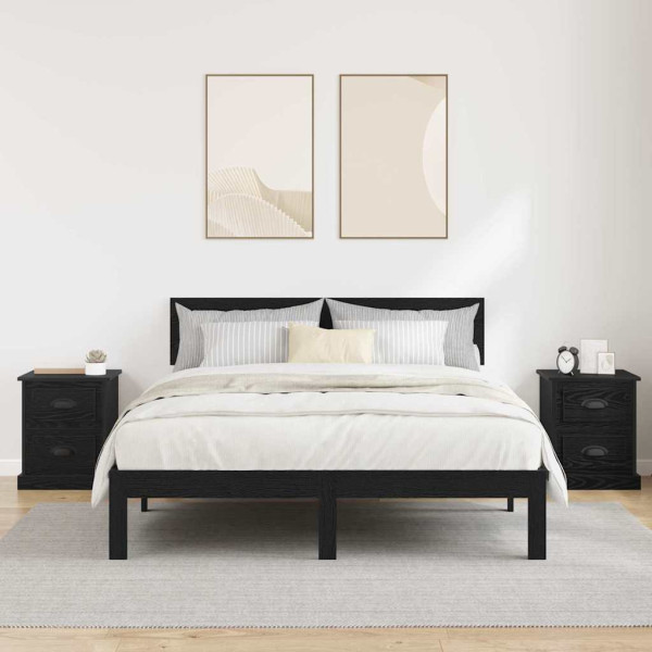 Armario de Noche con cajón 2 pcs Roble negro 39 x 39 x 47.5 cm M 4