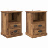 Armario de Noche con cajón 2 pcs Madera vieja 43 x 36 x 60 cm 2