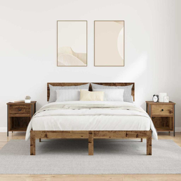 Armario de Noche con cajón 2 pcs Madera vieja 40 x 42 x 50 cm M 4