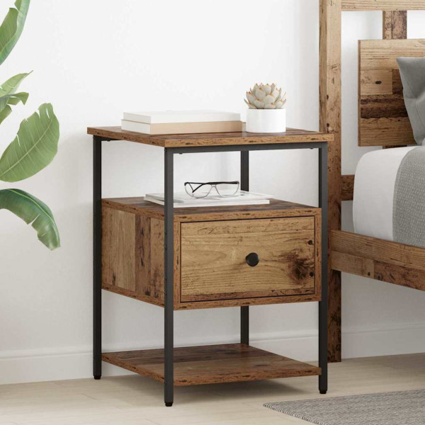 Armario de Noche con cajón 2 pcs Madera vieja 40 x 42 x 56 cm D