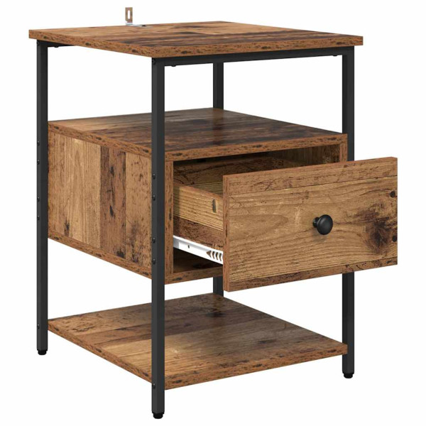 Armario de Noche con cajón 2 pcs Madera vieja 40 x 42 x 56 cm M 5