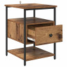 Armario de Noche con cajón 2 pcs Madera vieja 40 x 42 x 56 cm 5