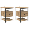 Armario de Noche con cajón 2 pcs Roble artisan 40 x 42 x 56 cm 2