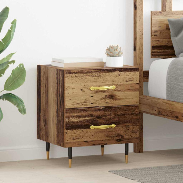 Armario de Noche con cajón 2 pcs Madera vieja 40 x 35 x 47.5 cm D