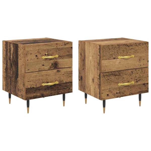 Armario de Noche con cajón 2 pcs Madera vieja 40 x 35 x 47.5 cm M 2