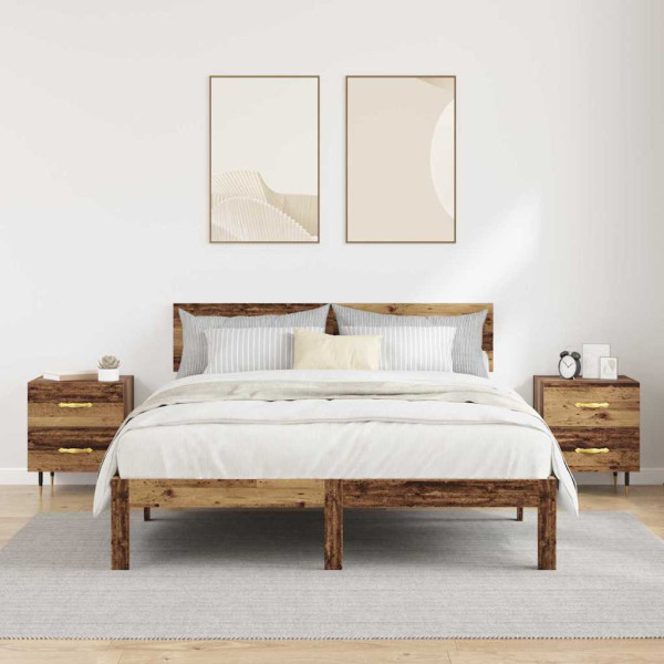 Armario de Noche con cajón 2 pcs Madera vieja 40 x 35 x 47.5 cm M 4