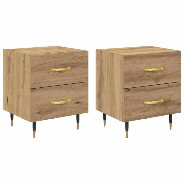 Armario de Noche 2 pcs Roble artisan 40 x 35 x 47.5 cm M 2