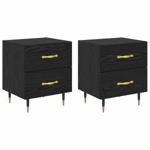 Armario de Noche con cajón 2 pcs Roble negro 40 x 35 x 47.5 cm H