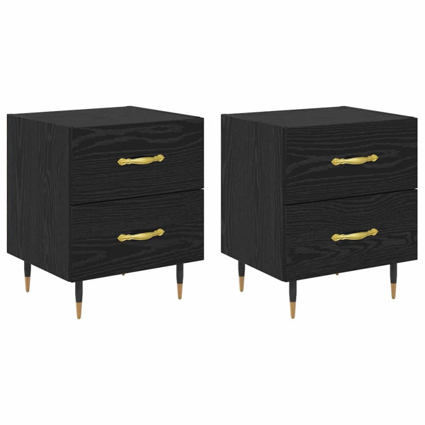 Armario de Noche con cajón 2 pcs Roble negro 40 x 35 x 47.5 cm M 2