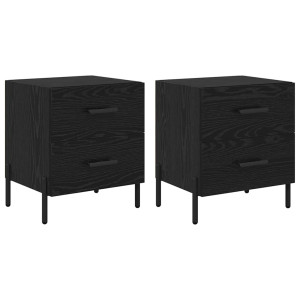 Armario de Noche con cajón 2 pcs Roble negro 40 x 35 x 47.5 cm H