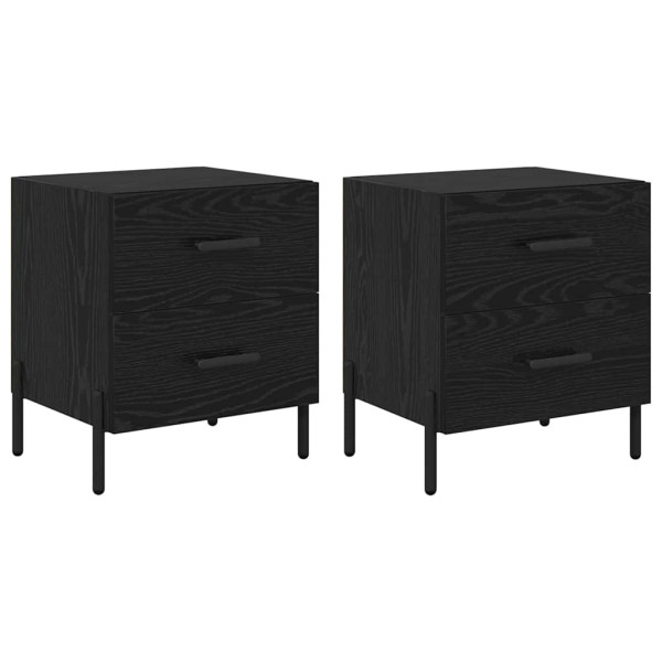 Armario de Noche con cajón 2 pcs Roble negro 40 x 35 x 47.5 cm M 2
