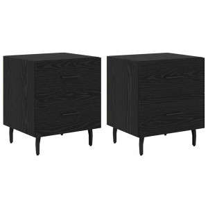 Armario de Noche con cajón 2 pcs Roble negro 40 x 35 x 47.5 cm H
