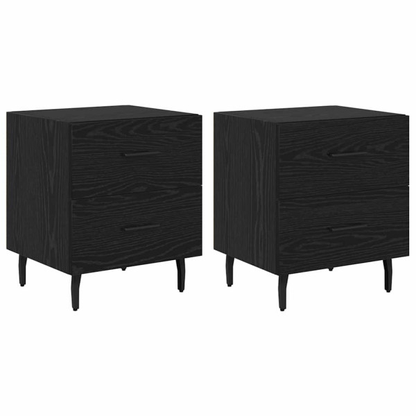 Armario de Noche con cajón 2 pcs Roble negro 40 x 35 x 47.5 cm M 2