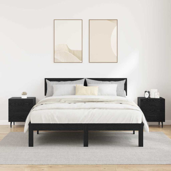 Armario de Noche con cajón 2 pcs Roble negro 40 x 35 x 47.5 cm M 4