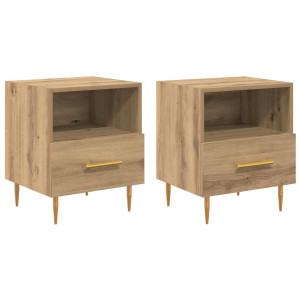 Mesa de Noche con cajón 2 pcs Marrón 40 x 35 x 47.5 cm H