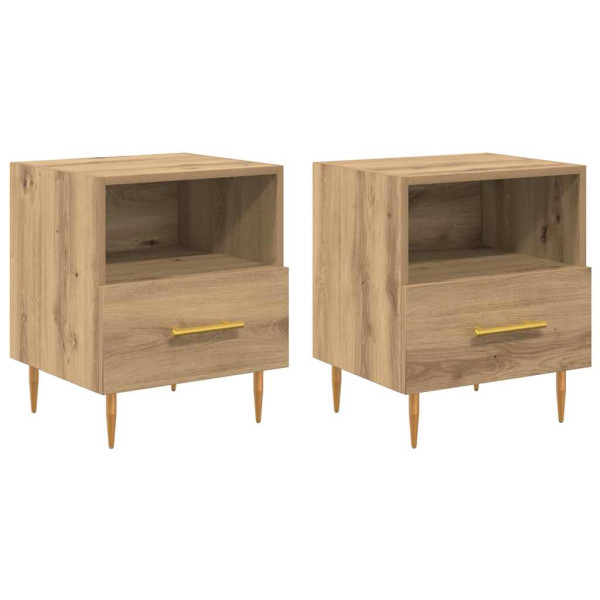 Mesa de Noche con cajón 2 pcs Marrón 40 x 35 x 47.5 cm M 2