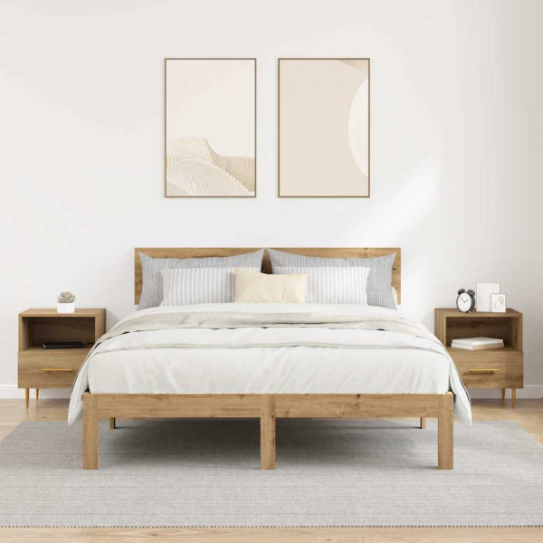 Mesa de Noche con cajón 2 pcs Marrón 40 x 35 x 47.5 cm M 4