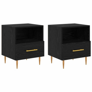 Mesa de Noche con cajón 2 pcs Negro 40 x 35 x 47.5 cm H