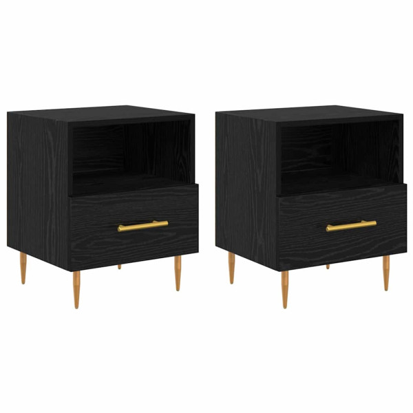 Mesa de Noche con cajón 2 pcs Negro 40 x 35 x 47.5 cm M 2