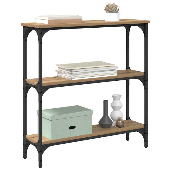 Mesa Consola con estante Roble artisan 75 x 22.5 x 75 cm M 3