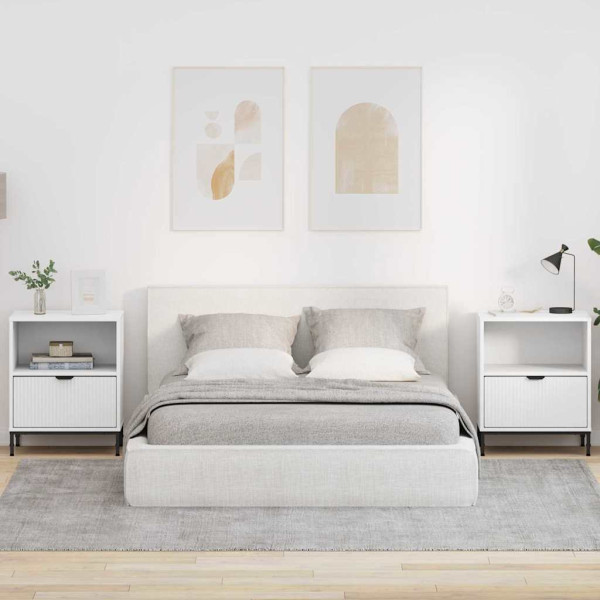 Mesas de noche con cajón 2 pcs Blanco 49 x 36 x 61 cm D