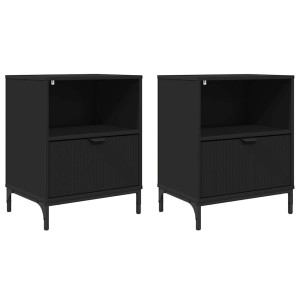 Mesas de noche 2 pcs Negro 49 x 36 x 61 cm Madera contrachapada H