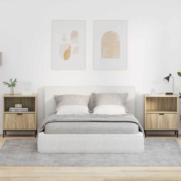 Mesas de noche con cajón 2 pcs Roble Sonoma 49 x 36 x 61 cm D