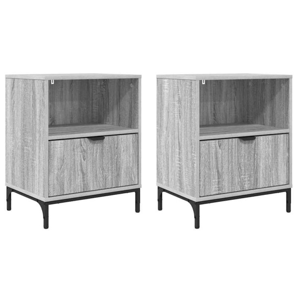 Mesas de noche con cajón 2 pcs Gris sonoma 49 x 36 x 61 cm M 2